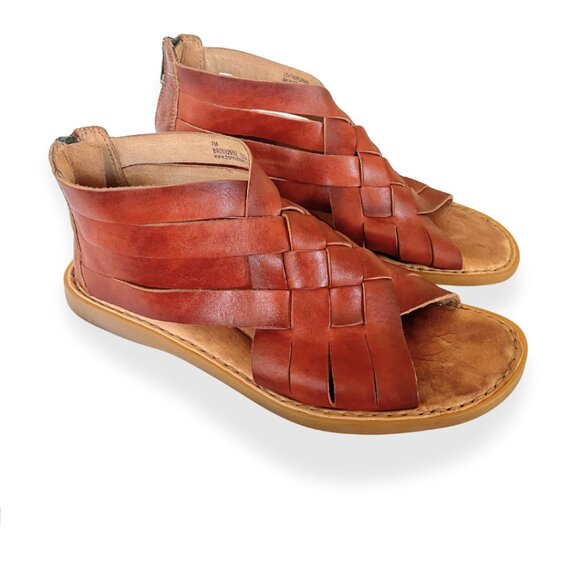Born “Iwa” Woven Leather Sandals Brown / Cognac Size 7M - Picture 1 of 6
